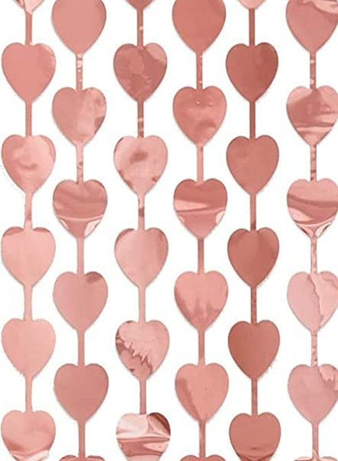 WOLFANO Rose Gold Heart Shape Decorative Curtain for Kids Birthday, DJ, Disco Theme Party,6 ft Long - Image 1